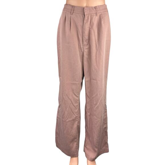 Abercrombie & Fitch Tan High Rise Front Pleated Wide Leg Career Dress Pants Sz M - Picture 1 of 5